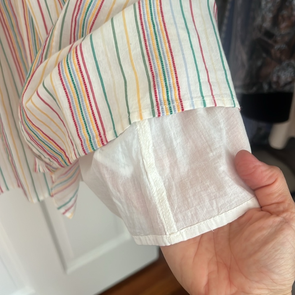 Madewell Tiered Midi Dress in Textured Rainbow Stripe (Size 00) - Picture 7 of 12